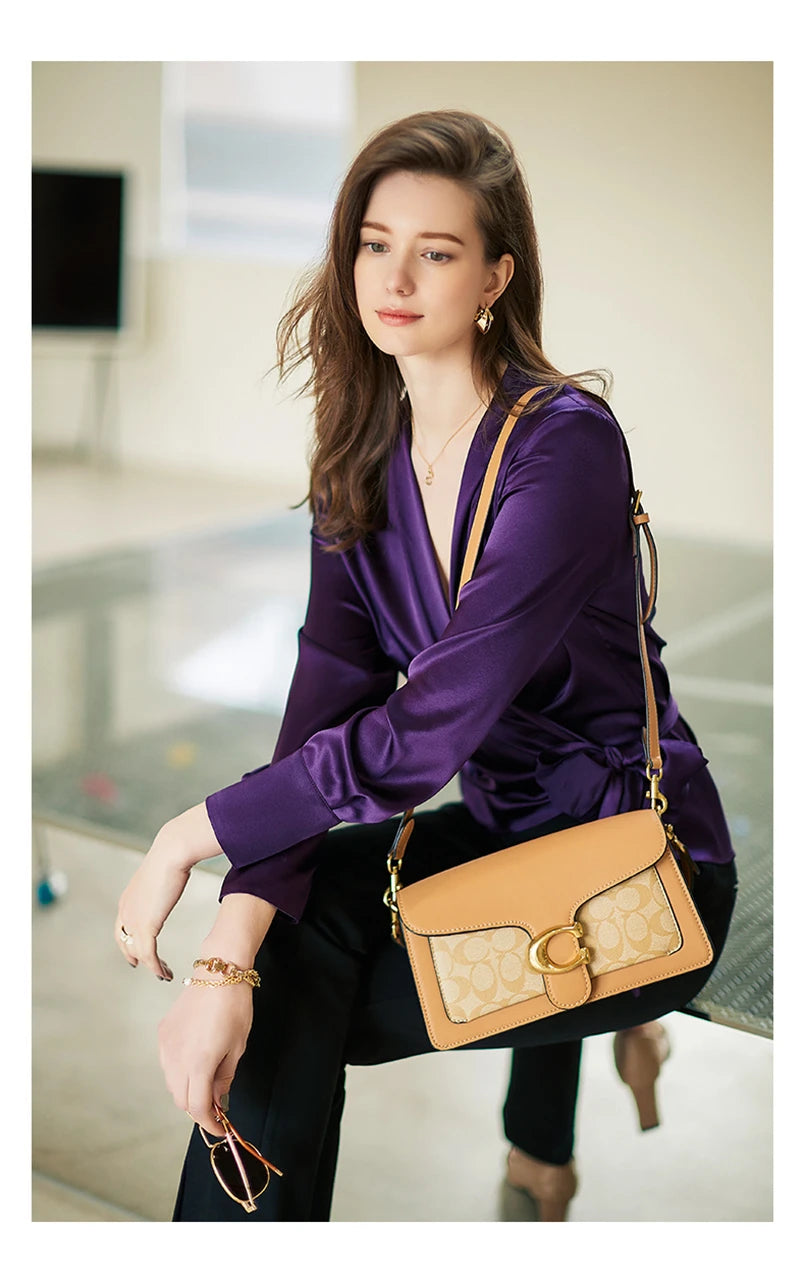 Women's Plus Size Satin Cross Lace-Up Blouse