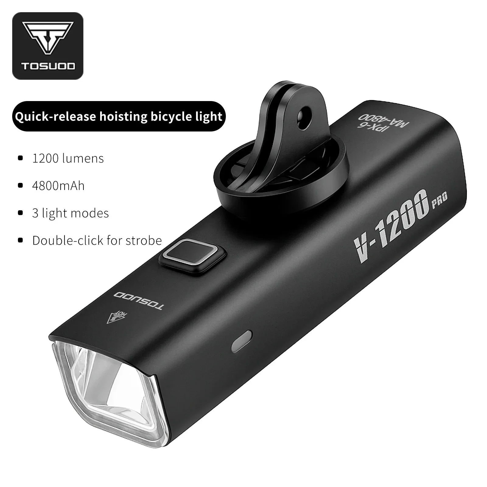 TOSUOD Bicycle Front light 1500 Lumens 4800mAh Bike Light Waterproof USB Charging IPX6 Waterproof Cycling Lamp Accessories