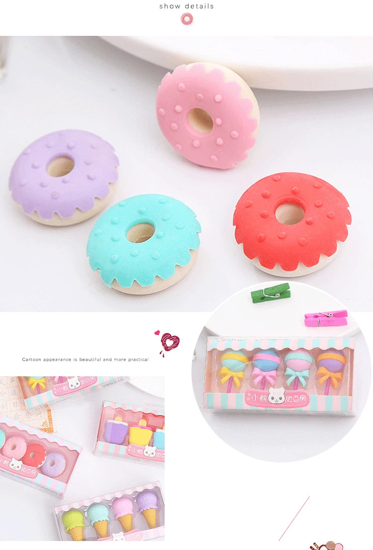 Kawaii Lollipop Sweety Ice Cream Student Stationery School Office Supplies Children Erasers For Kids Pencil Eraser