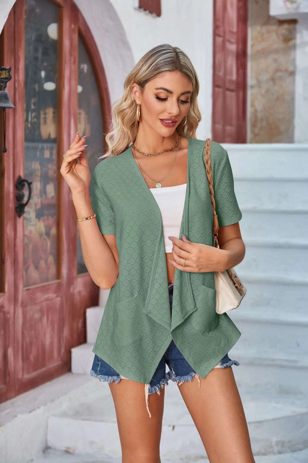 2026 Summer New Women's Wear Women's Hollow Solid Color Casual Cardigan Coat Multiple Colors Available Tops Women's Clothing