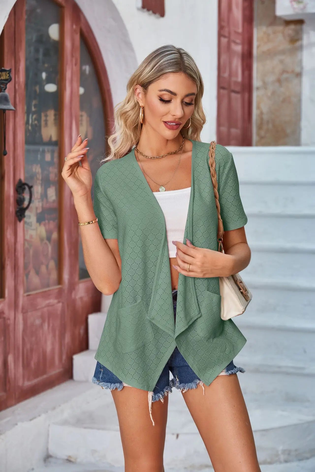 2026 Summer New Women's Wear Women's Hollow Solid Color Casual Cardigan Coat Multiple Colors Available Tops Women's Clothing