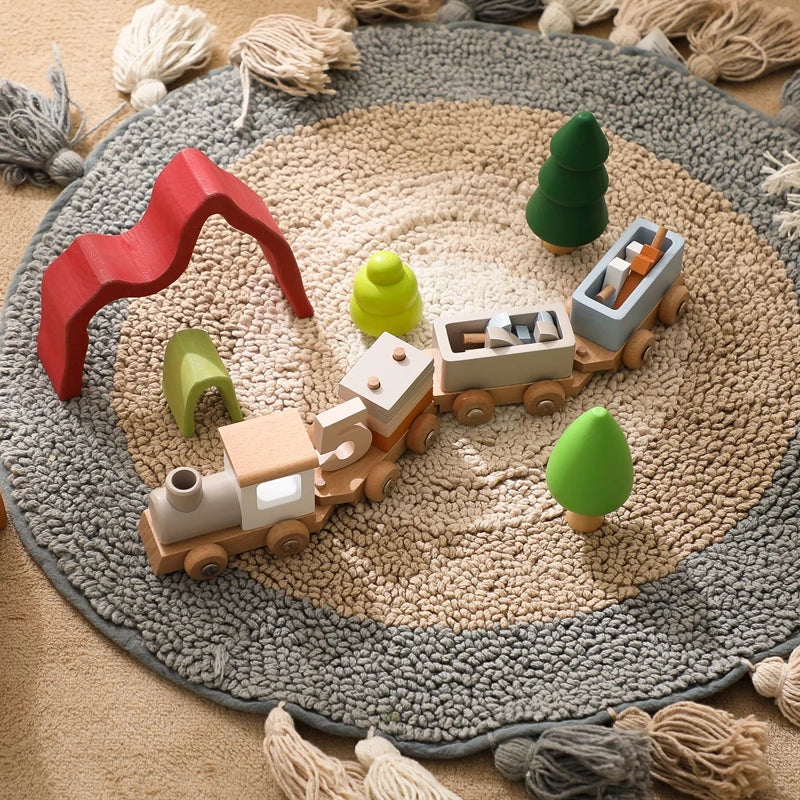 Wooden Train Birthday Toy Montessori Toys Baby Educational Toys Wooden Trolley Number Of Wood Baby's Toys Baby Learning Toys