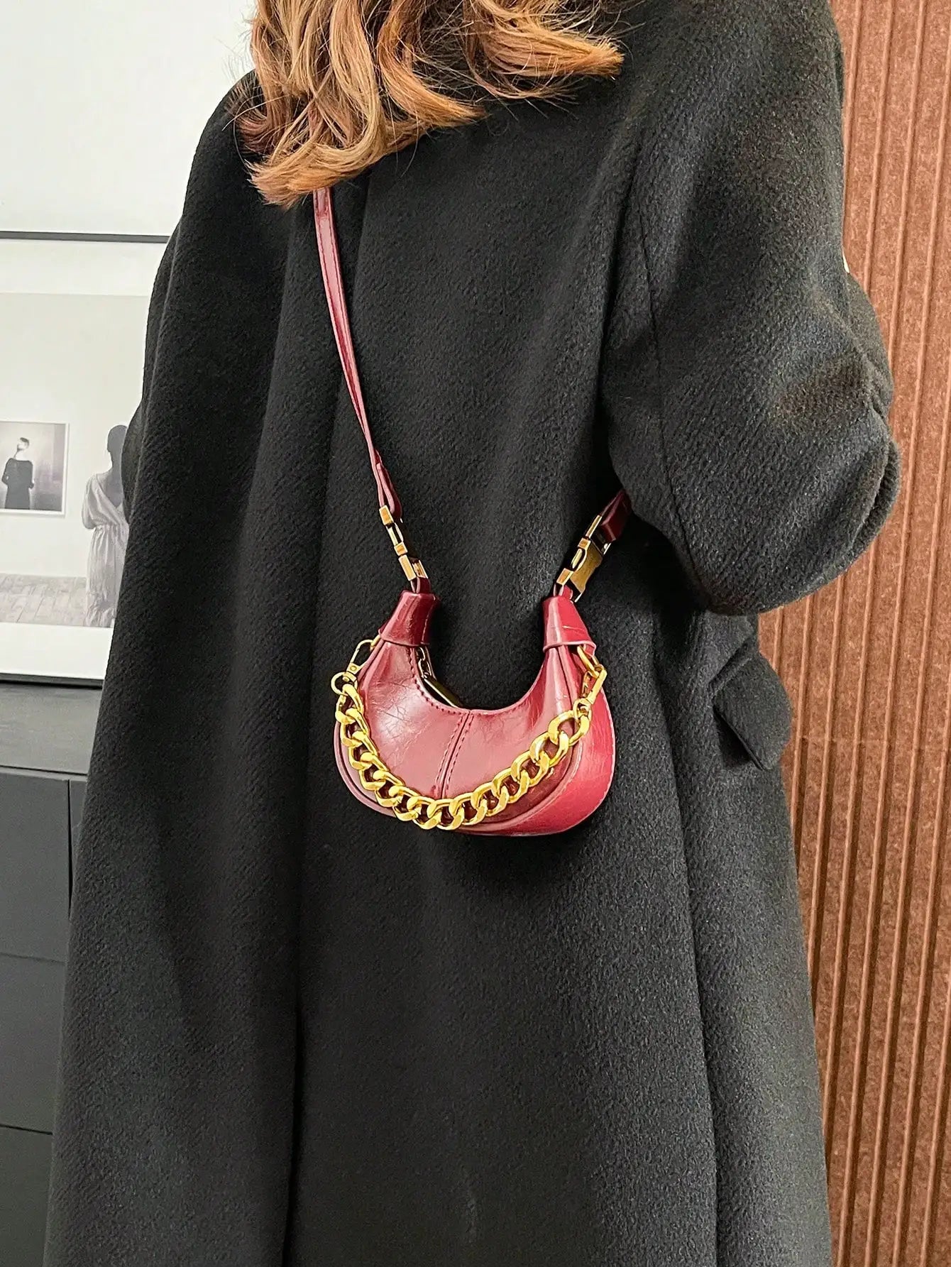 Women's Sequined Chain PU Top-Handle Hobo Bag
