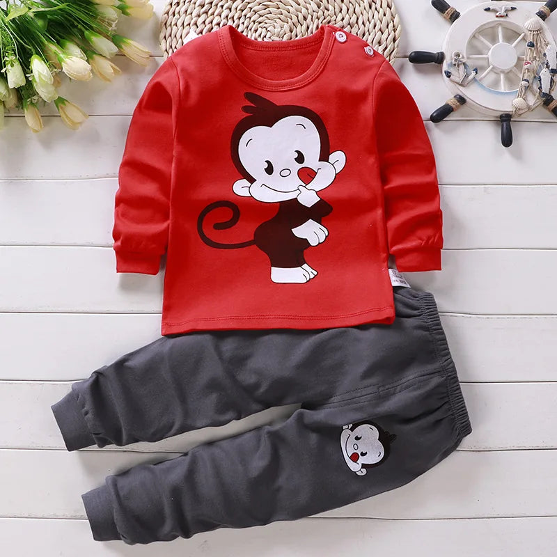 Kids' Unisex Cartoon Pajama 2-Piece Set