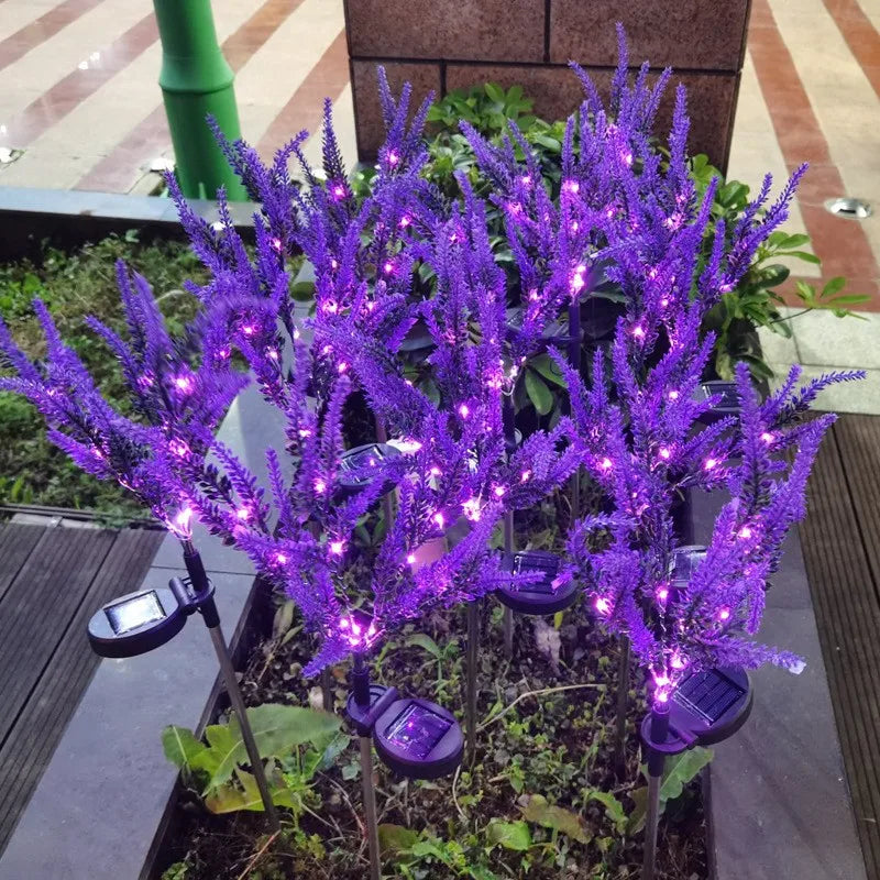 Outdoor Courtyard Simulation Light, Square Lawn Ground Insertion LED Solar Lavender Light, Landscape Simulation Flower Light