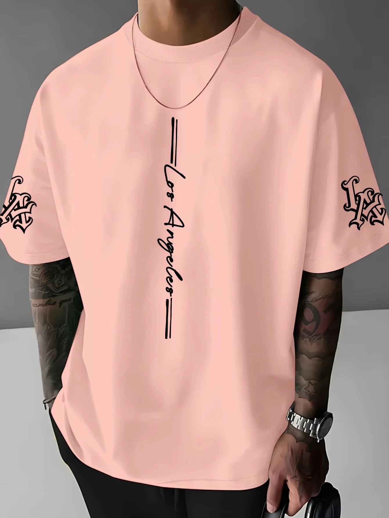 Men's Casual Letter Print T-Shirt – Breathable Cotton Round Neck Tee