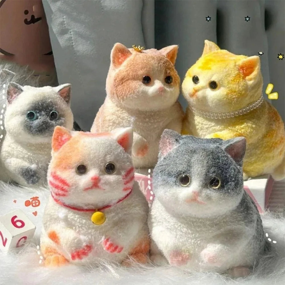 Taba Squishy Cute Flocking Cat  Fidget Toy Extra Large Sensory Stress Relief Toy for Kids Adults Anxiety Relaxation Squeeze Gift