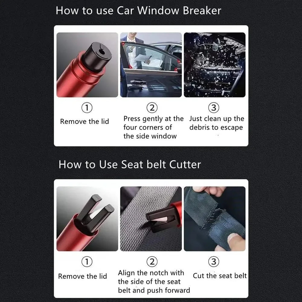 Car Safety Hammer Emergency Escape Tool - Rapid Window Breaker Seatbelt Cutter One Second Car Glass Breaker