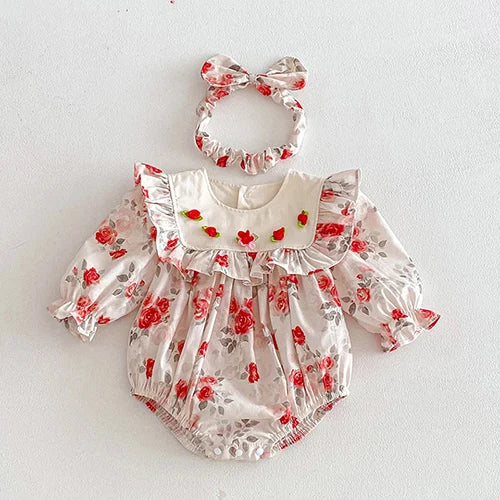 New Spring Sister Dress Kids Princess Dresses Long Sleeved Cotton Print 2-7Yrs Girl Party Dress Baby Girl Romper