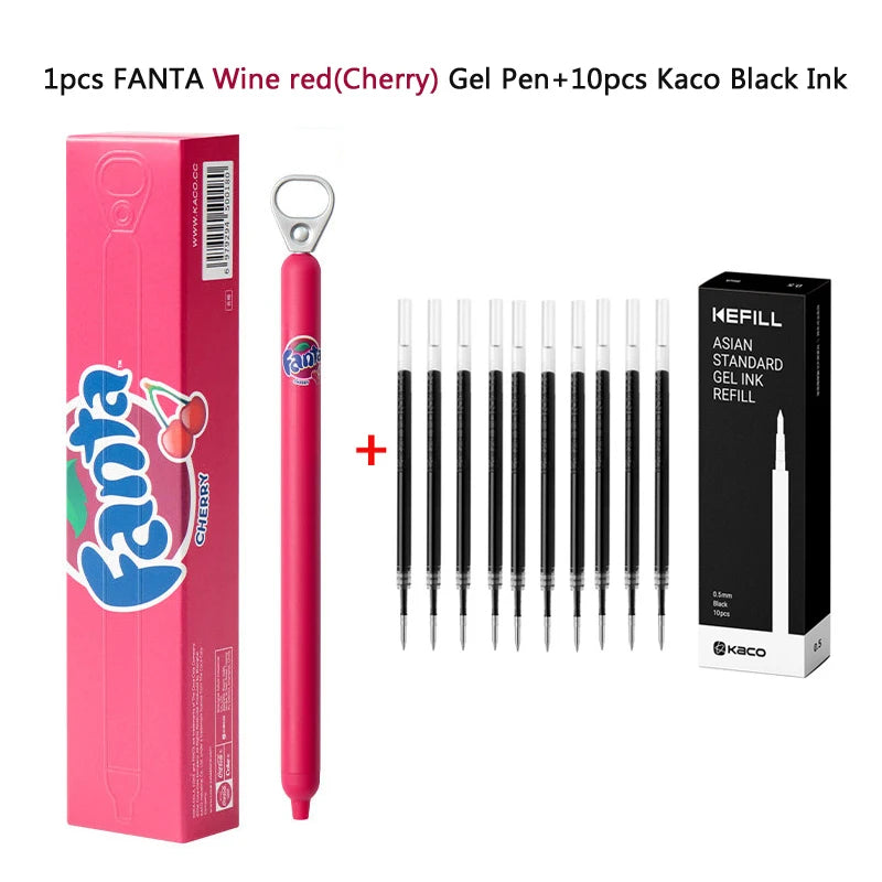 KACO x Fanta Pull-Tab Gel Pens,Creative Ins Signature Pen,0.5mm Quick Drying&Comfortable Grip Fun&Stess Relief Kawaii Stationery