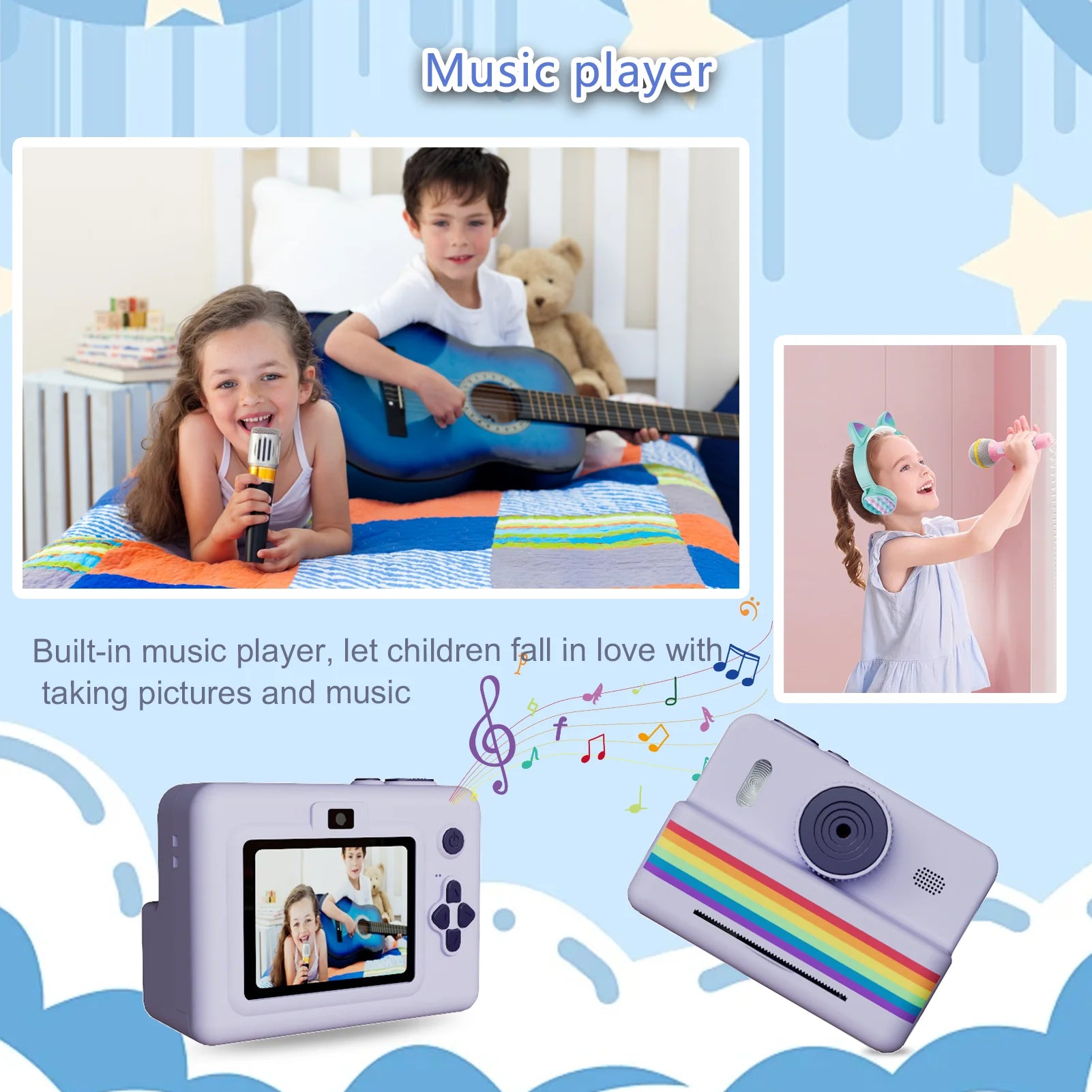 Kids Digital Camera With Instant Print Mini Printer 2.8inch Video Portable Thermal Instant Photo Print Kids Camera With Printer