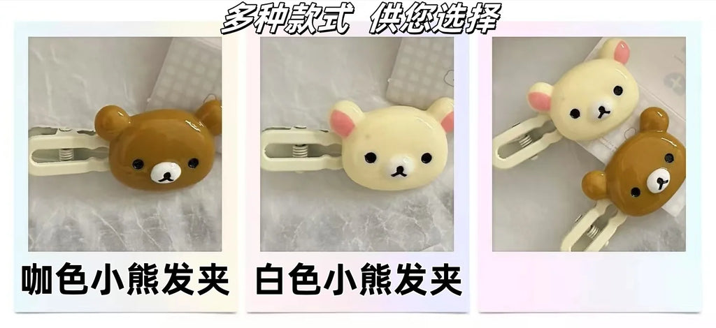 Rilakkuma Hair Clips for Girls Kawaii Relax Bear Hairpin Women Bangs Bobby Pin Fashion Duckbill Clip Kids Hairs Ornaments Gift