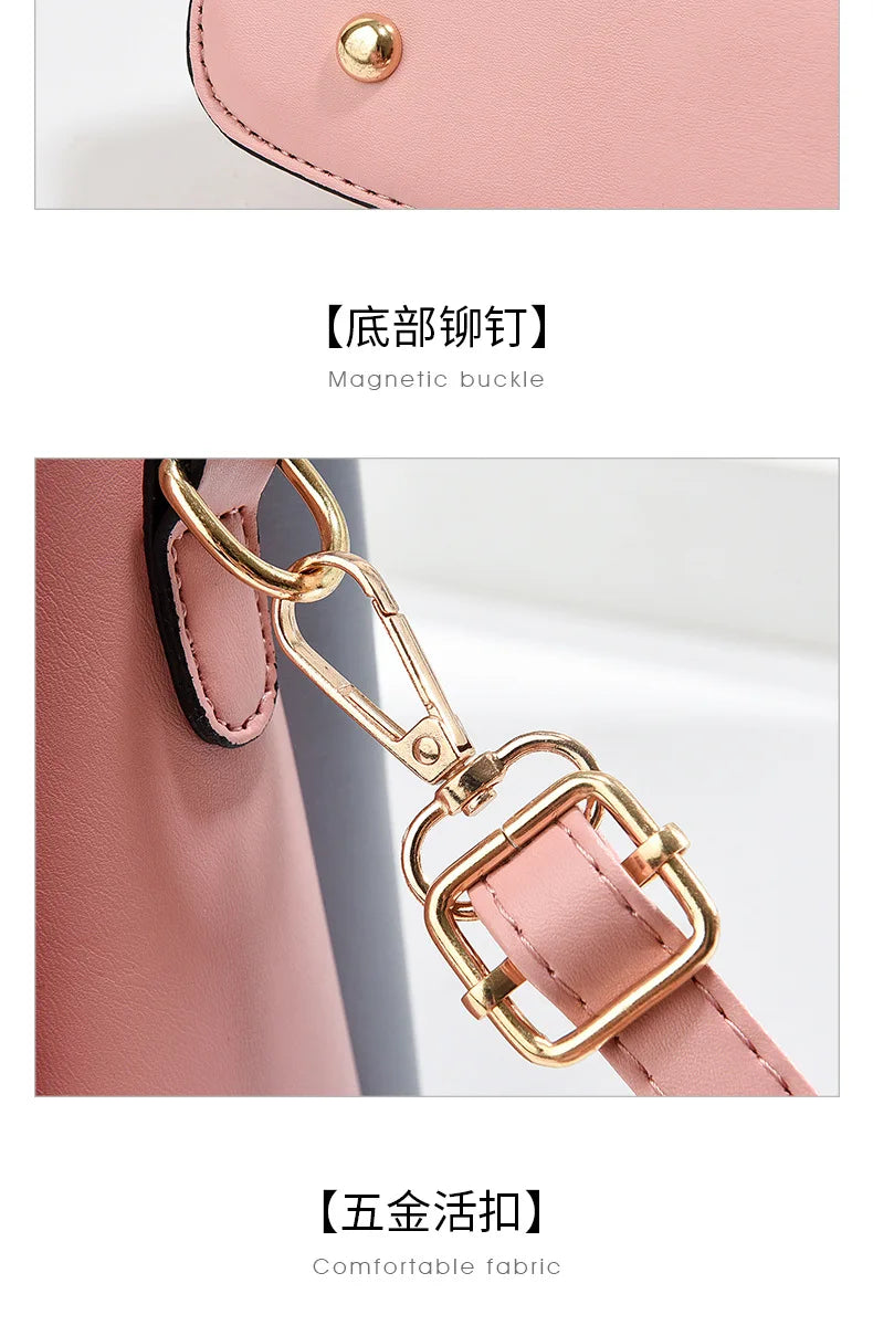 Women's Patchwork Appliqué PU Top-Handle Crossbody Tote