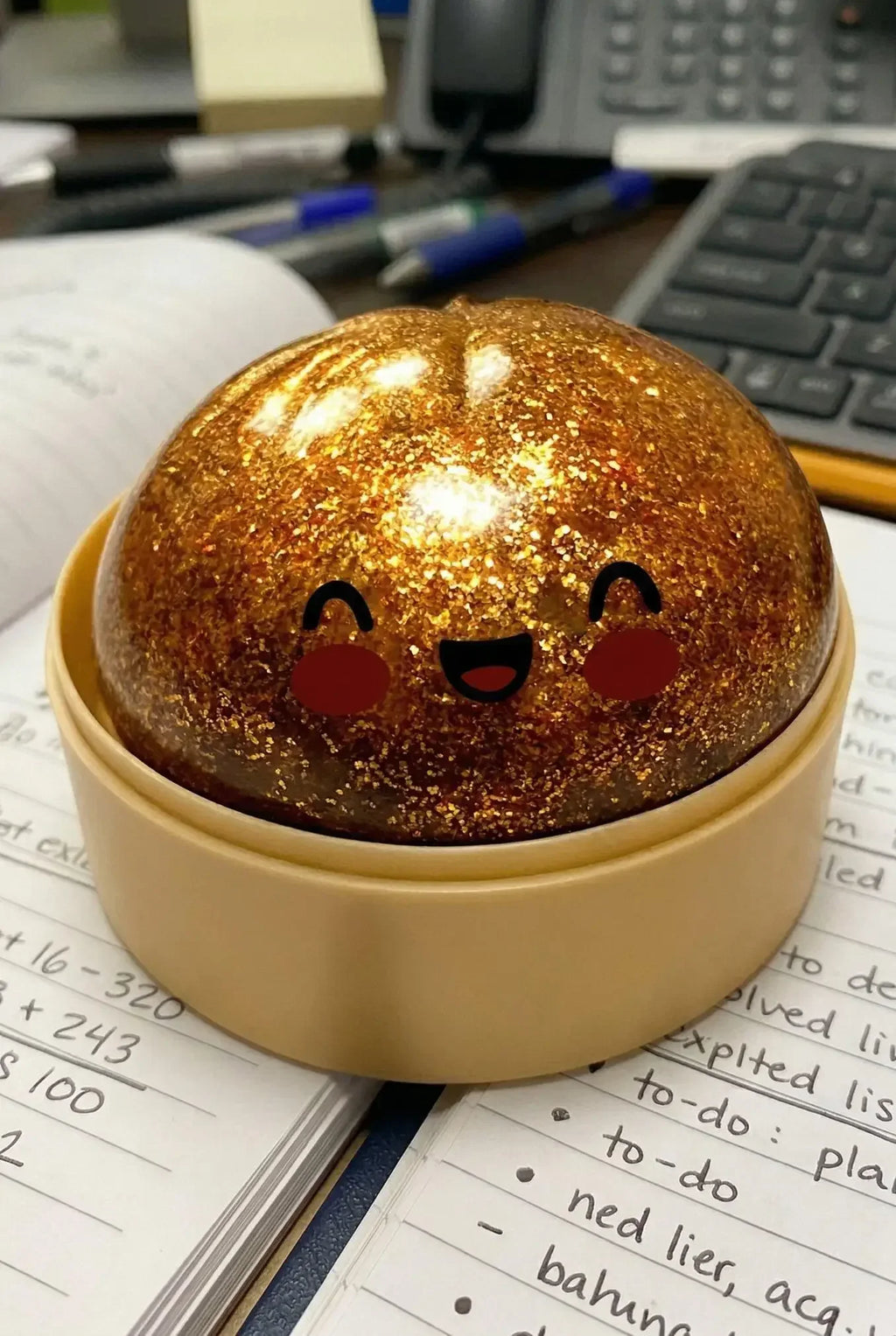 Gold Glitter Hidden Edition Dumpling Squishy | Viral Slow Rise Stress Relief Toy | Pink & Gold
