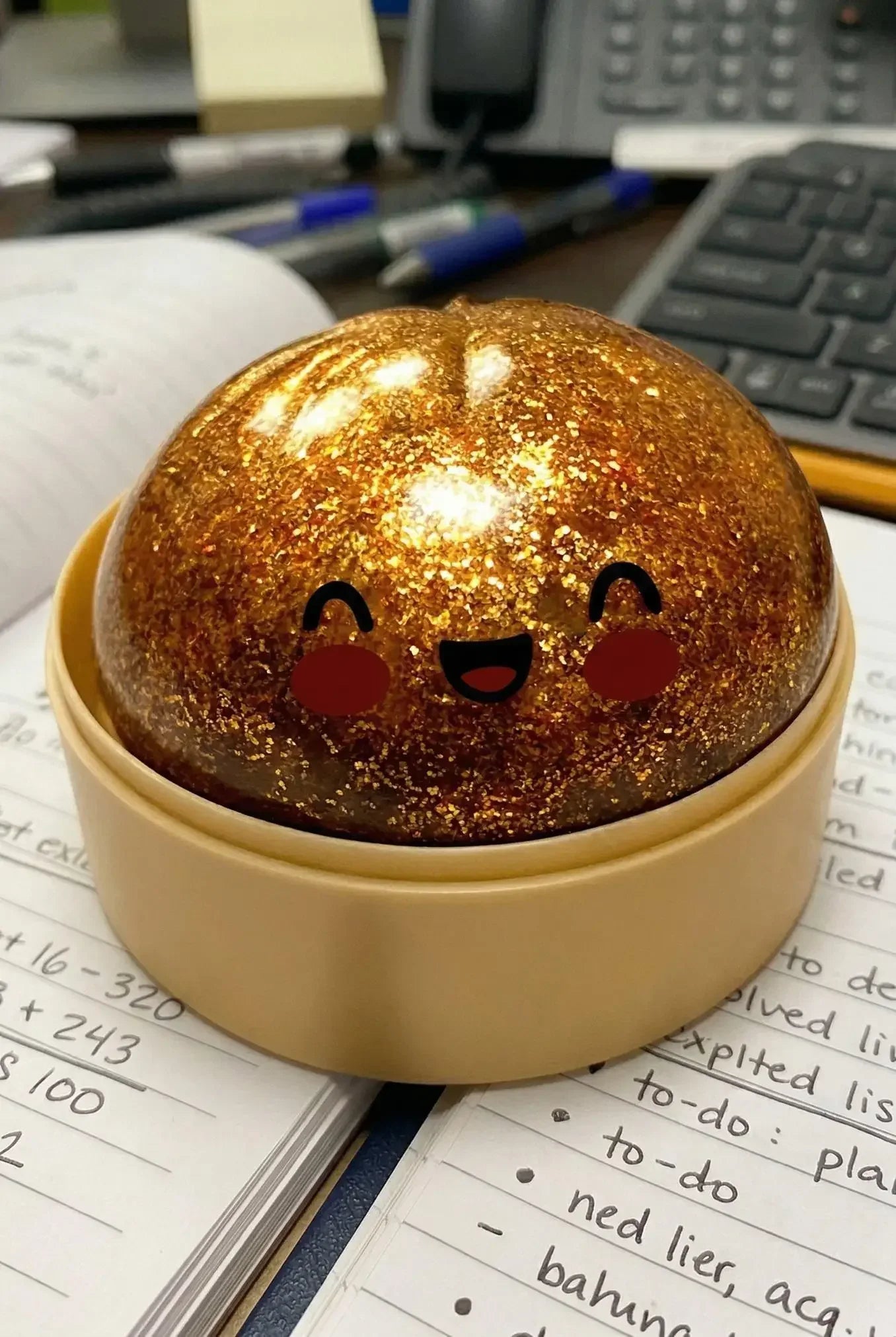 Gold Glitter Hidden Edition Dumpling Squishy | Viral Slow Rise Stress Relief Toy | Pink & Gold