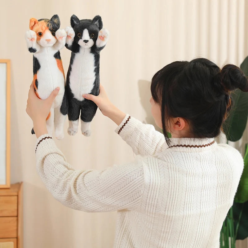 New Arrival Standing Pose Lucky Cat Plushies Kawaii Calico Cat Tabby Cat Super Cute Little Kitten Plush Toy Girl Boy Gift
