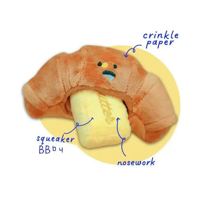 Dog Chew Toy Croissant Bread Squeaking Sound Plush Toy Pets Exercise Supplies