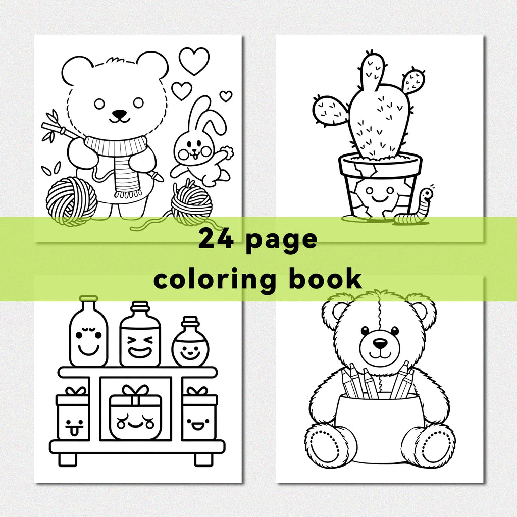 Stress Relief Cute & Easy Coloring Book for Adults and Teens - 24 Pages Adult Picture Book Emotional Release Drawing Books