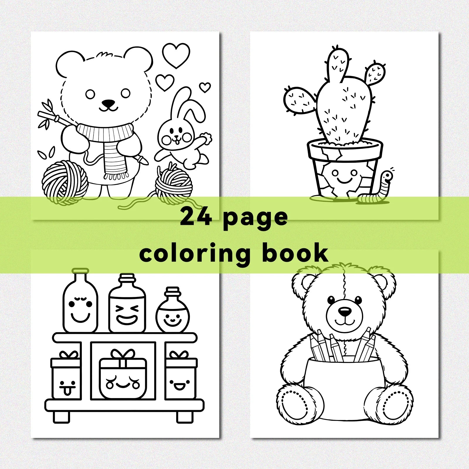 Stress Relief Cute & Easy Coloring Book for Adults and Teens - 24 Pages Adult Picture Book Emotional Release Drawing Books