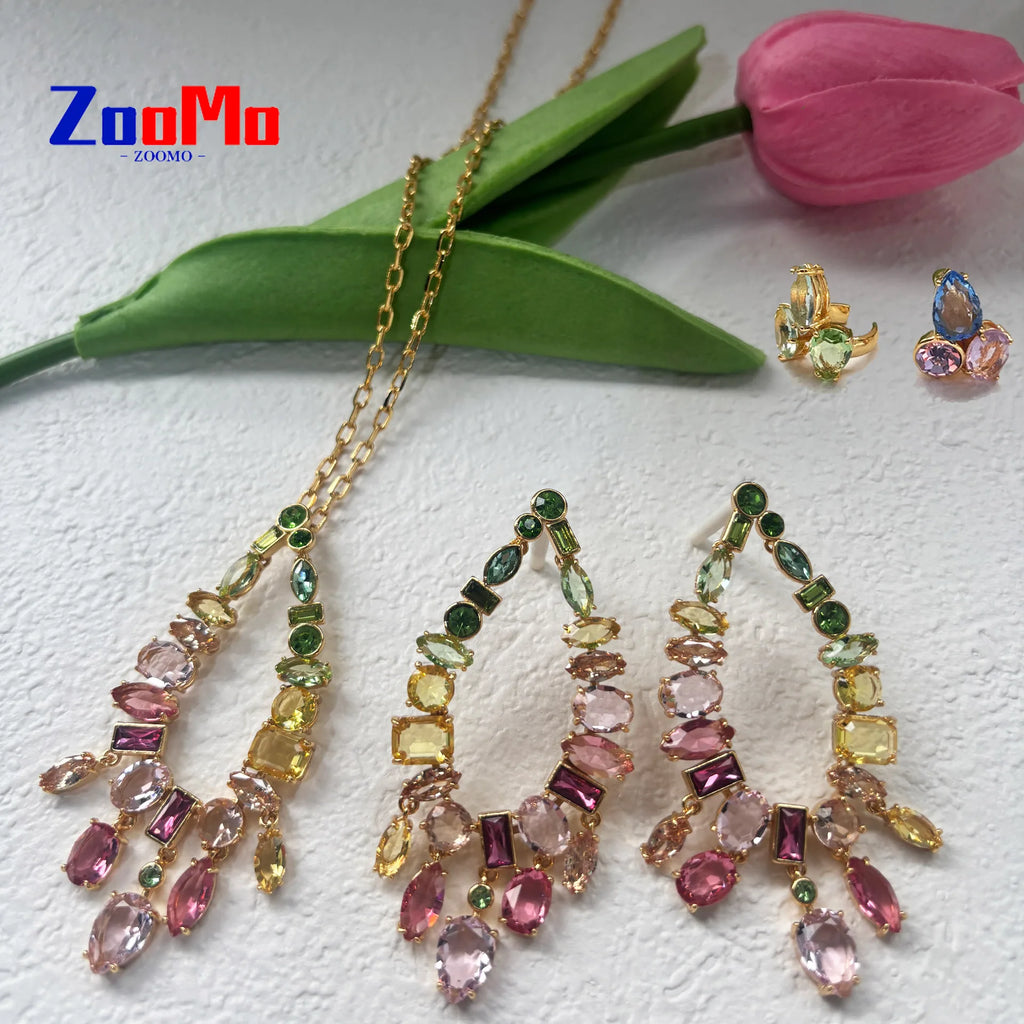 Original 2026 New Charms Water Drop Crystal Arrow Earrings Necklace Fine Jewelry Set Pearl Earrings Heart Bracelet Romantic Gift