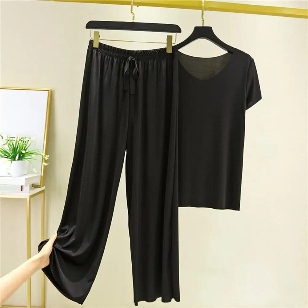 Women's Wide Leg Pants & T-Shirt Two-Piece Set