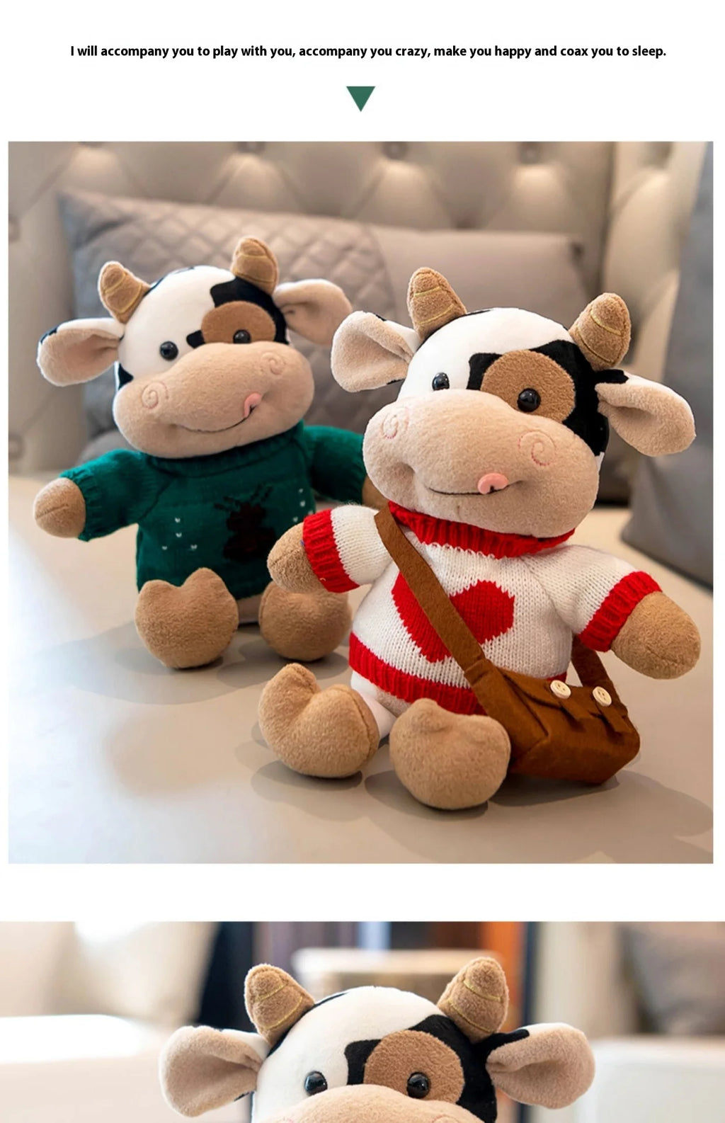 Cute Cow Plush Stuffed Animal Doll — 30cm