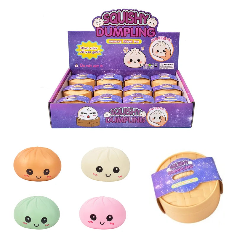 12-Piece Dumpling Shaped Squeeze Toy Set | Stretchy Calming Sensory Fidget Toys | 2 Set Styles