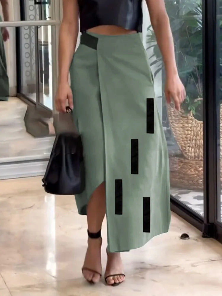 Women's Asymmetrical Hem Cotton Maxi Skirt