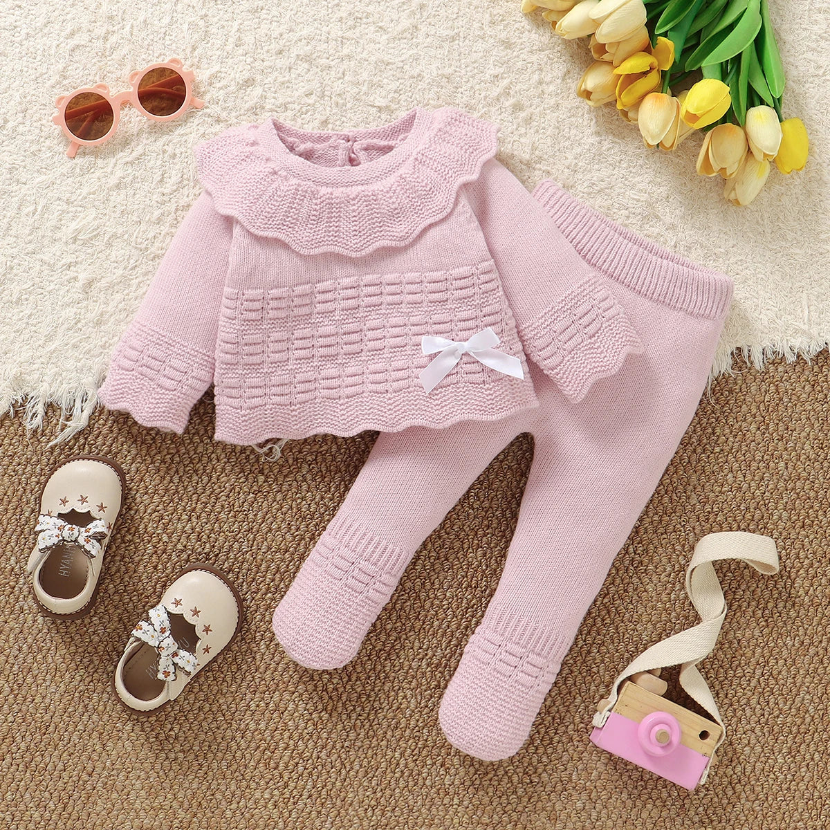 Winter Infant Girls Clothes Autumn Casual Long Sleeve Sweaters Pullovers+Leggings Toddler 2pcs Outfits Sets 0-1Y Toddler Costume