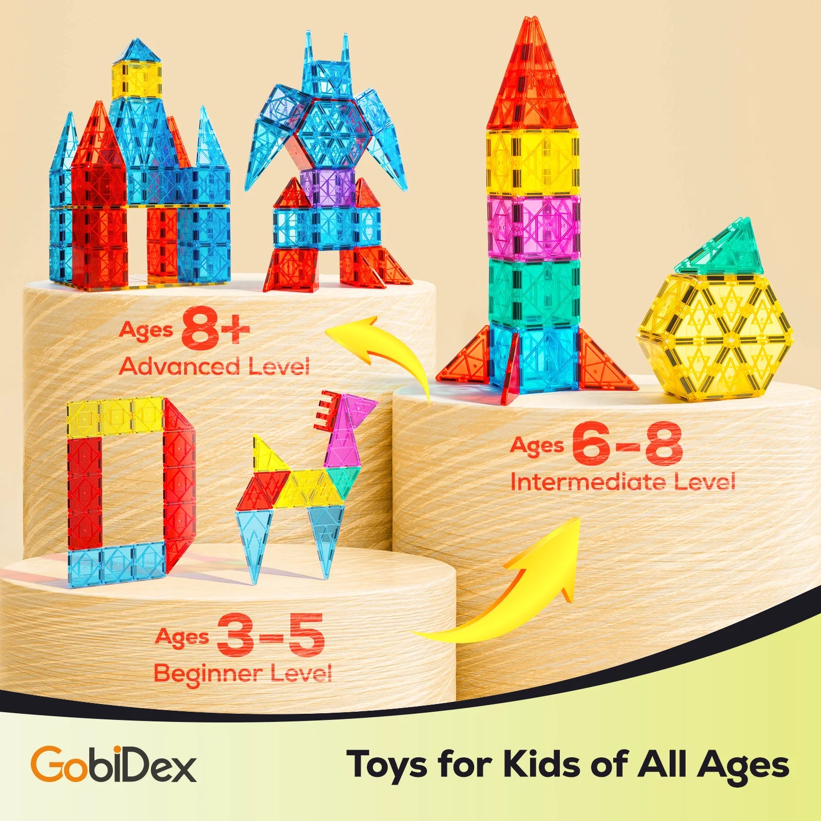 52pcs Luxury Magnetic Tiles Toy Set, 3D Rhombus Magnetic Tiles Building Blocks, Construction Toy