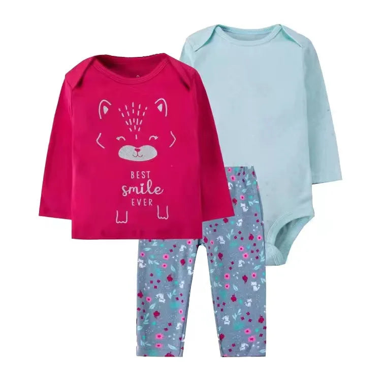 2025 Baby Girls Clothes Autumn Spring Newborn Infant Outfit Cotton Bodysuit Top And Bottom Pants Kids Toddler Clothing Set 6-24M