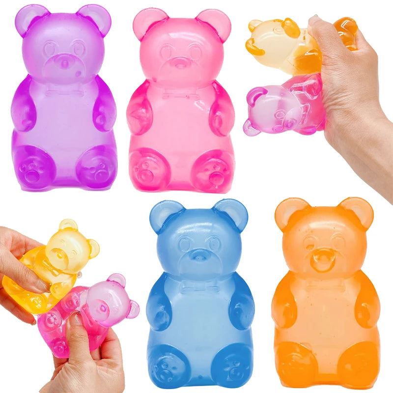 Cute Bear Maltose Squishy Toy Dough Colorful Sensory Toy Creative Desk Decoration Stress Relief Doll Squeeze Fidget Toy