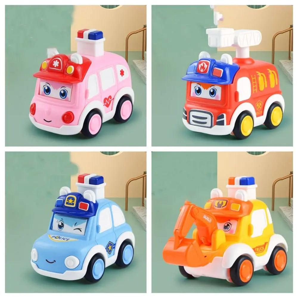 Interactive Police Car Press and Go Car Toy Vehicle Pull Back Push and Go Cars Fire Truck Mini Vehicles Wind-up Cars Toys Gift