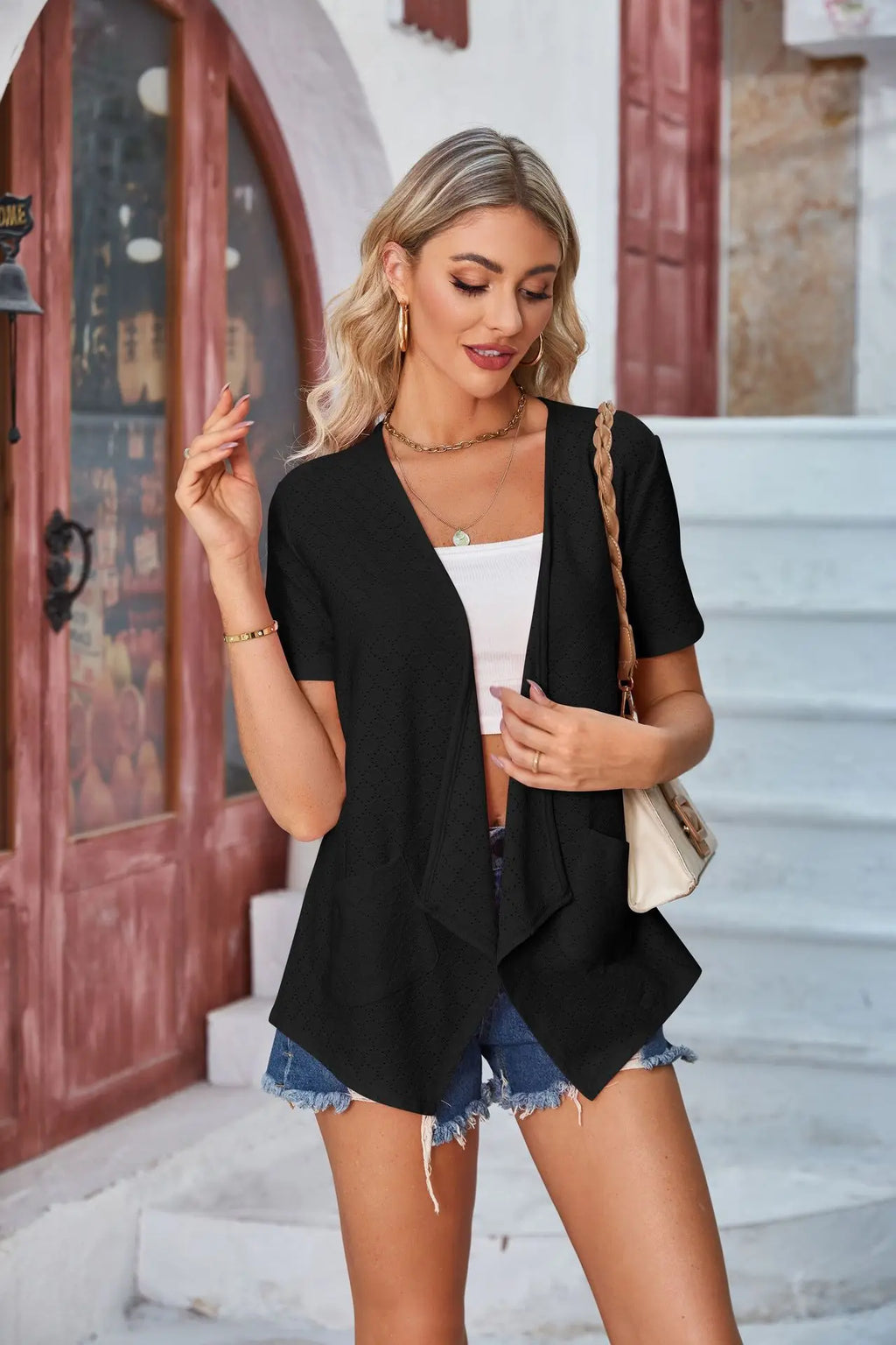 2026 Summer New Women's Wear Women's Hollow Solid Color Casual Cardigan Coat Multiple Colors Available Tops Women's Clothing