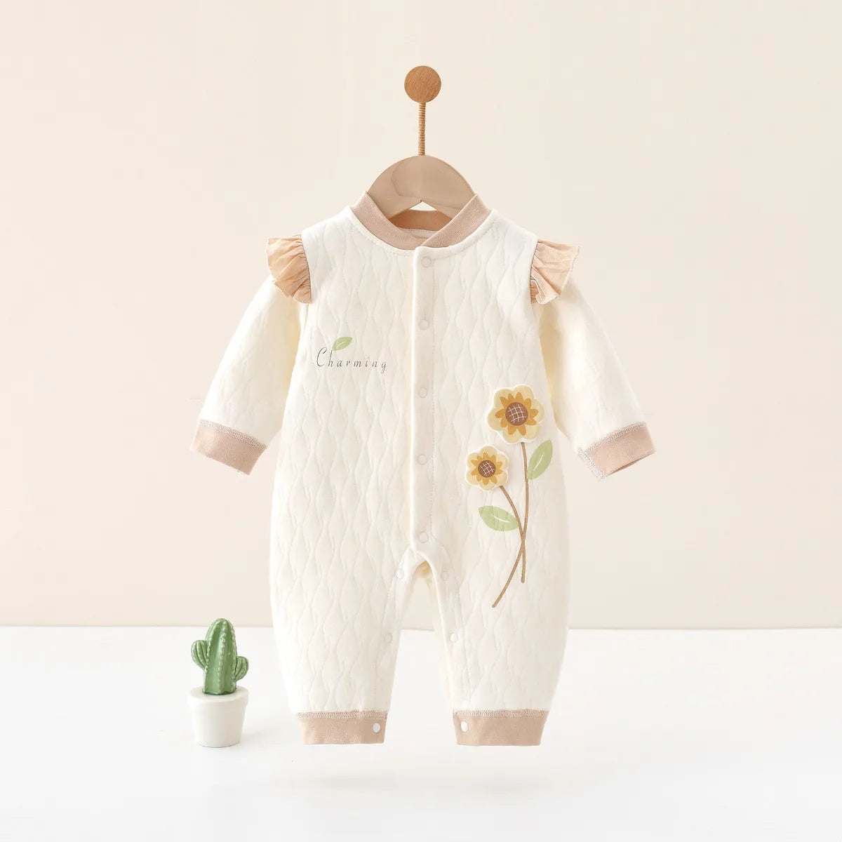 Baby Girl Floral Cotton Knit Jumpsuit Bodysuit