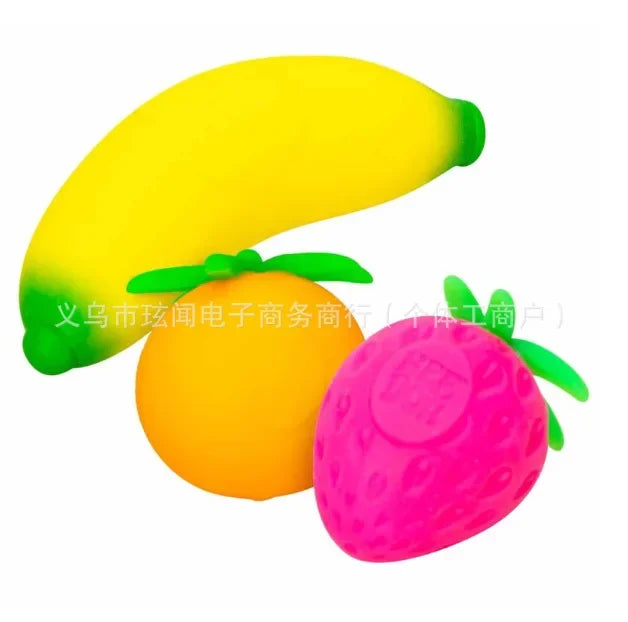 Fruit NeeDoh Squishy Toy 3PCS Banana Orange Strawberry Slow Rising Anxiety Relief Stress Relief Relaxing Accessory In Stock Gift