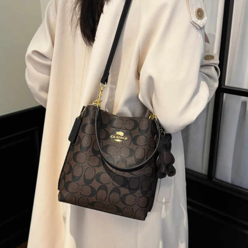 Unisex PU Bucket Bag with Magnetic Buckle