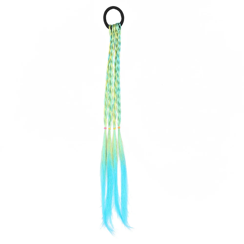 Colorful Hair Braids Tools Gradient Color Synthetic Hair Ponytail Rope Girls Princess Hair Ties Children Kids Styling Braiders
