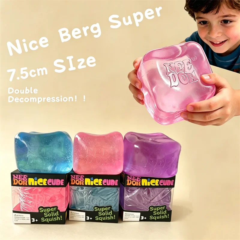 Needoh Nice Berg Giant Sensory 7.5cm Cube Mini 4 Pack Baby Teenie Cube Sensory Slow Rebound Stress Reliever Anti-Anxiety Toy