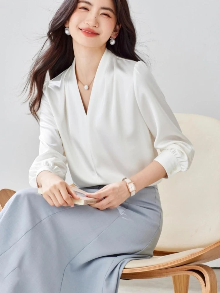 Women's Satin Office Blouse