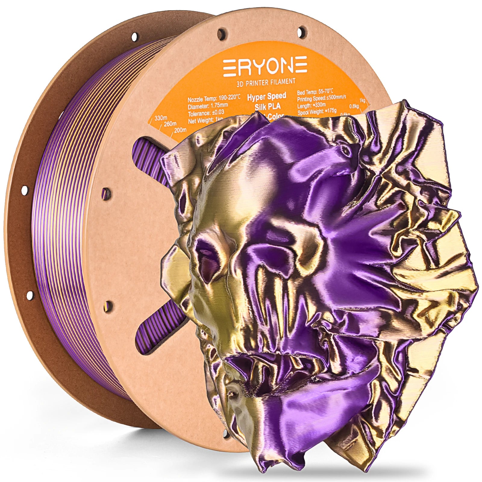 ERYONE 1KG Silk Dual Color PLA Series 3D Printer Filament 1.75mm, Dual-Color Coextrusion Silky Shiny Finish, 1kg Spool