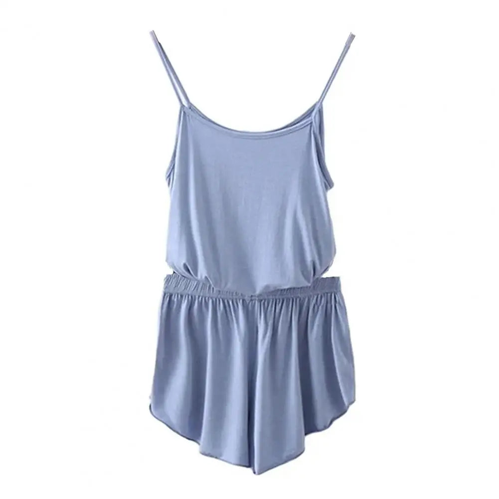 2 Pcs/Set Lounge Women Summer Pajamas Solid Color Sleeveless Camisole Shorts Lady Pajamas for Women Sleepwear Set