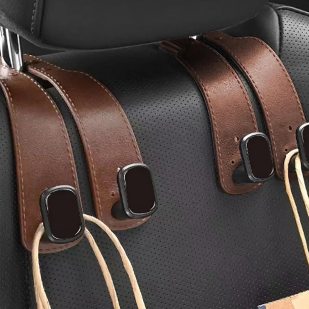 PU Leather Car Purse Hook & Headrest Hanger Organizer