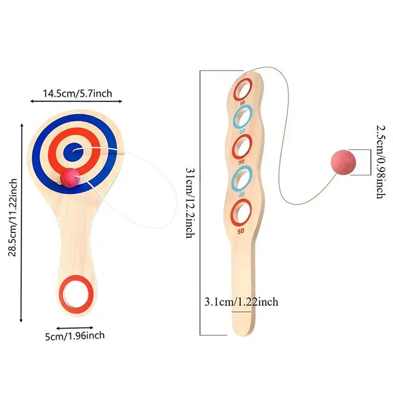 Wooden Paddle Ball With String And Ball Fun Set for HandEye Coordination Development Portable Elastic Design Family Party Play