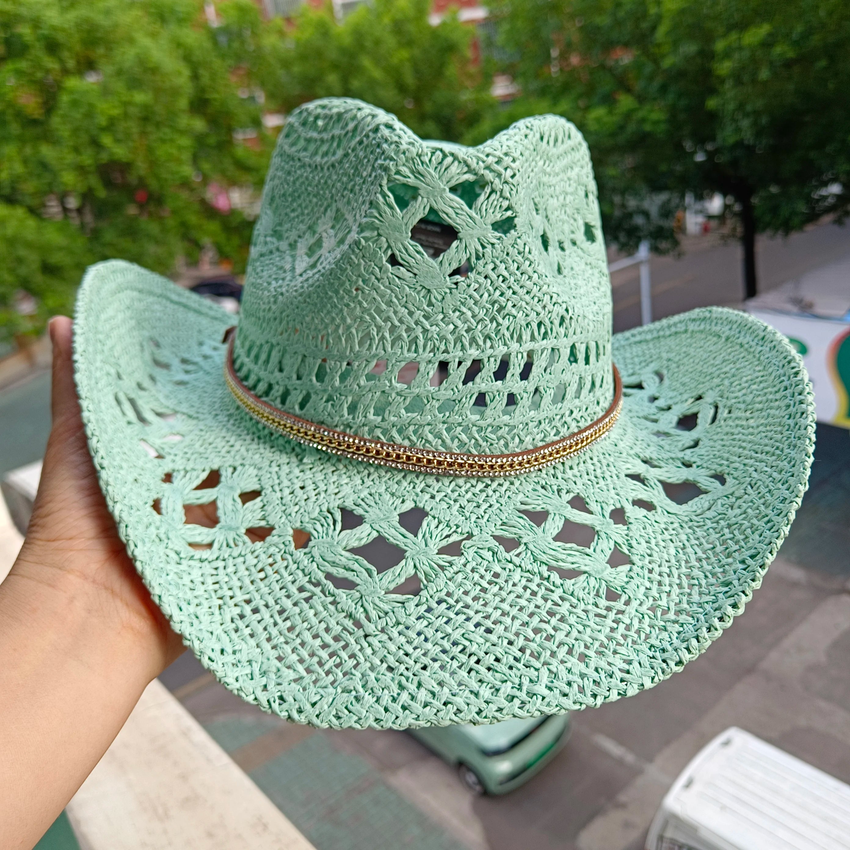 Women's Straw Cowgirl Hat – Wide Brim Shapeable Western Beach Sun Hat | Coastal Cowgirl Style