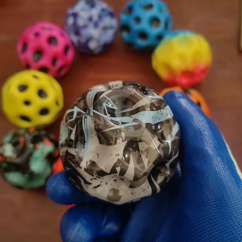 Galaxy Moon Shape Porous Bouncy Ball | Popping Sensory Fidget Toy | Stress Relief | Kids & Adults