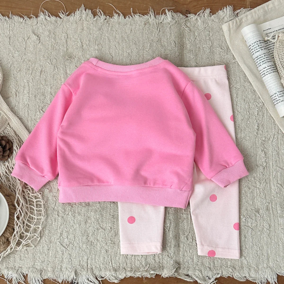 Baby Girl 3D Large Bow Polka Dot Top & Pants 2-Piece Set