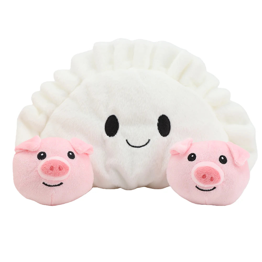 Cute Pork Dumplings Plush Toys Soft Stuffed Cartoon Chinese Food Doll A Dumpling with Four Pork Dolls Kids Toys Birthday Gifts