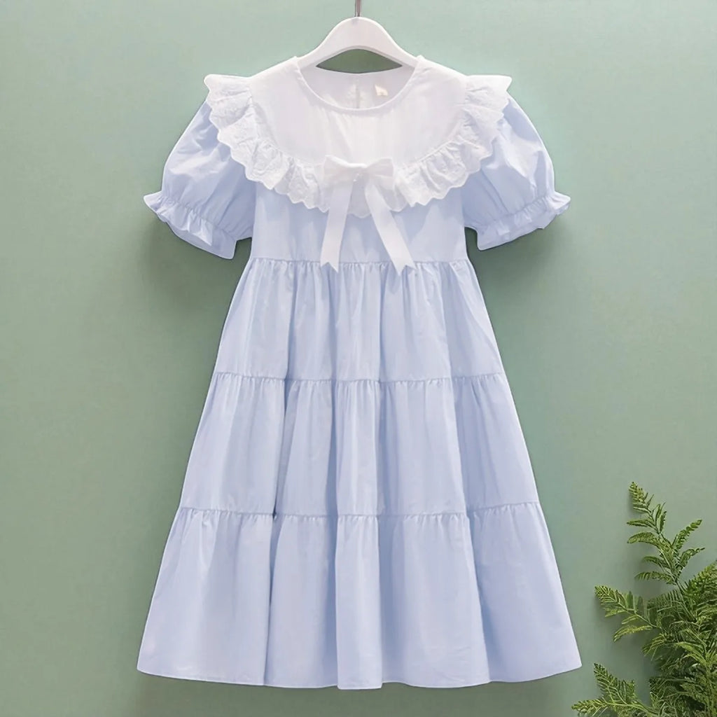 Toddlers Dresses For Girls Children's Dress Summer Cotton Kids School Costumes Short Sleeve Baby  4 5 6 8 9 10 12 Years