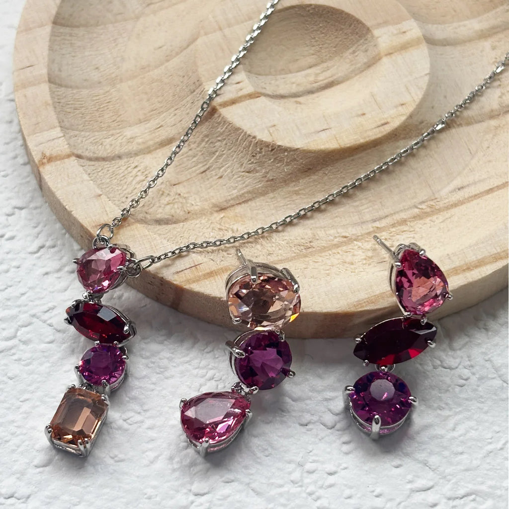 Original 2026 New Charms  Gradient Crystal Arrow Earrings Necklace Fine Jewelry Set Pearl Earrings Heart Bracelet Romantic Gift